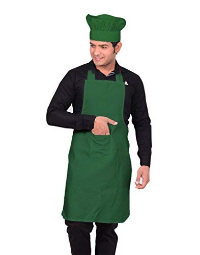 Image of KODENIPR CLUB Kitchen Apron With Cap Set for Women /Men Chef (Green)