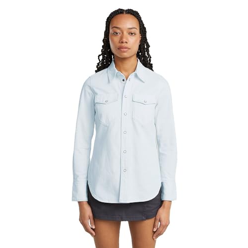 G-STAR Slim Western Shirt Maglietta, Blu (Beached Faded Seasalt D24343-D539-H123), M Donna-image