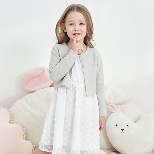 Image of Girls' Long Sleeve Knitted Bolero Cardigan Kids Button Closure Shrug Sweaters Cropped Jacket Cover Up Tops