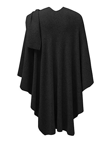 Womens Large Shawl Wraps Poncho Sweater Cross Front Topper Black #TOP1
