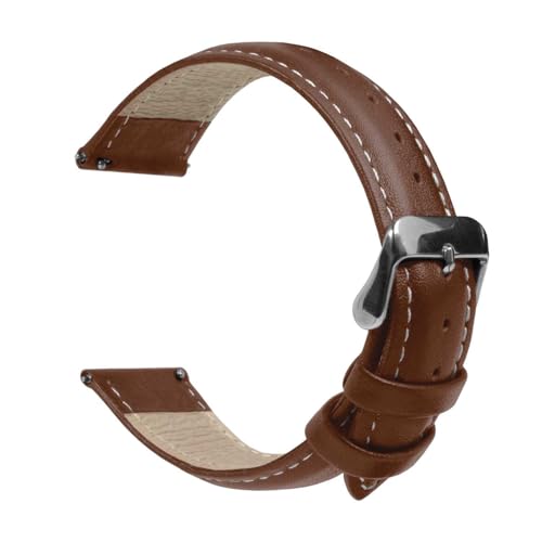 OcioDual Correa Reloj 18mm, Correa Reloj para Recambio, Repuesto Color Marrón 18mm, Hilo Blanco, Smartwach Hombre, Smartwach Mujer, Pulseiras de Relogio