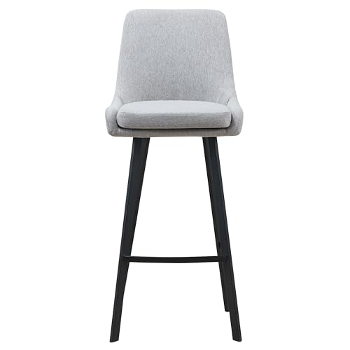 Image of Leick Home 10145-BLGL Upholstered Back Bar Stool Height with Steel Base, Set of 2, for Elevated Kitchen Counters, High Top Tables, and Bars, Gray /Black