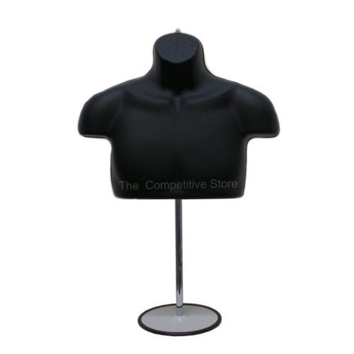 Black Male Upper Torso Mannequin Form W/ Metal Base - Countertop Display