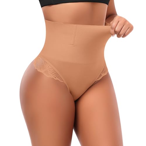 Image of Werena Tummy Control Thong Shapewear for Women High Waisted Body Shaper Panties Shaping Thong Girdle Underwear