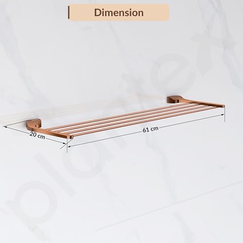Image of Plantex Smero Pure Brass 24 inch Towel Rack for Bathroom /Towel Stand /Hanger /Towel Holder /Towel Bar /Bathroom Accessories - Smart (PVD Rose Gold)