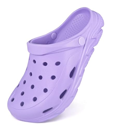 Mens Womens Garden Clogs Shoes with Arch Support Unisex Adult Classic Slip On Slides Sandals Outdoor Beach Pool Slipper Purple