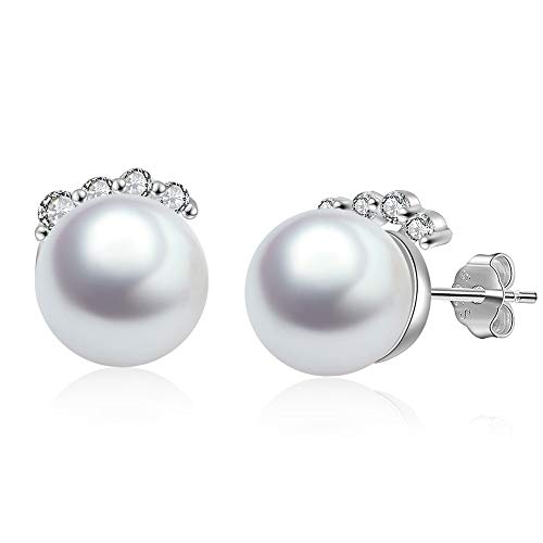 Boucles d'oreilles en perles Sterling 925 et clous en zircone cubique éclatants