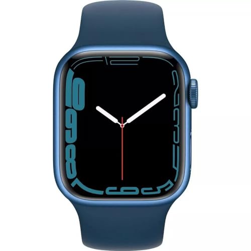 Apple Watch Series 7 (GPS + Cellular, 45mm) Blue Aluminum Case with Abyss Blue Sport Band, Regular (Renewed)2