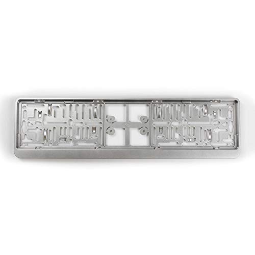 Soporte para matrícula de coche AutoStyle Click plateado y marco sintético de 52x11 cm