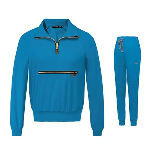 Amagogo Conjunto de médica para mujer, Top y pantalones, uniforme de Hospital cómodo y transpirable, ropa de trabajo de enfermera, uniforme de enfermería, azul