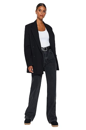 Trendyol Damen Gerade Weites Bein Hohe Taille Jeans