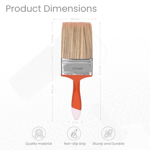 Image of The Decor Co. Singh is King 100mm Paint Brush with Soft Thick Synthetic Bristles and Wooden Handle Water-Based Home Wall Oil Enamel Canvas Painting Brushes for DIY & Professional (Pack of 1, Random)