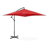 Uniprodo Sombrilla Tipo Semáforo Parasol Colgante Uni_Umbrella_SQ250RE (Pantalla Cuadrada 250 x 250 cm, Inclinable, Color Rojo)