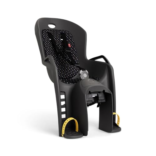 Asiento de bicicleta infantil Hamax Amiga en gris oscuro para llevar en el portaequipajes