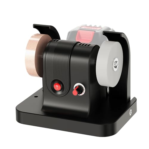 Cryfokt Mini Amoladora de Banco, Rectificadora con Motor de Cobre de 100 W, Lijadora de Banco con 2 Muelas para Fabricar Cuchillos de Madera y Metal