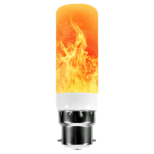 MUPOO LED Flame Effect Light Bulb,E27/E14/E12/B22 5W Flickering Light Bulbs,3 Modes Candelabra Candle Fire Light Blubs,for Christmas Home Garden Party Decoration (1PC B22)