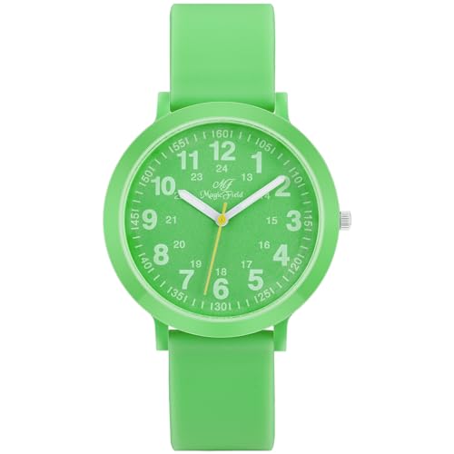 Montre d'infirmière unisexe SIBOSUN avec cadran heure militaire et bracelet en silicone vert