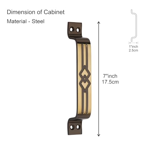 Image of COMPASS Seiko Stainless Steel Heavy Single Door Fitting Accessories Full Set /Kit (1 Aldrop, 1 Latch, 2 Handles, 1 Tower Bolt and 1 Door Stopper | 10 inch | Vintage Finish