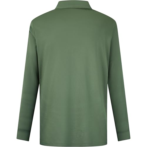 Image of Mens Golf Shirt Long Sleeve Moisture Wicking Dry Fit Performance Solid Pique Collared Golf Polo Shirts for Men