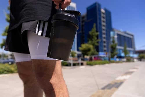 Shaker Bottle in Dark Black - A Small Cup Printed Scale Marks of 12 OZ & 400 ML,Stainless Whisk Blender Ball,Leak Proof,BPA Free,Made of PP5,Dishwasher Safe,Easy to Clean (Other Color-Style Available)