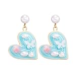 DIAMANTIO Pendientes de gota chapados en oro de 18 quilates con perlas de resina azul mariposa diseño floral, aretes colgantes ligeros para mujer, bonito estilo romántico, elegante uso diario