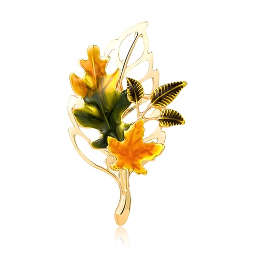 QLYOVWE Vintage Maple Leaf Brooch for Women Men Exquisite Fashion Autumn Fall Leaves Enamel Brooch Thanksgiving Jewelry Accessory Gifts (Leaf)