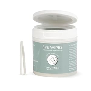 Two Tails Pet Company Eye Wipes Gentle Dog Face Wipes for Cleaning Dirt Around Eyes, Fragrance-Free, Soft & Safe, 100 Disposable Wipes for Grooming Care