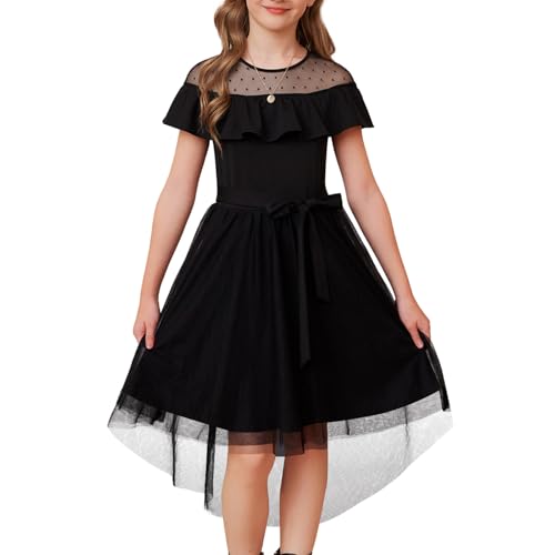 GRACE KARIN Mädchen Elegant Tüll Cocktailkleid mit Gürtel Rundhals...