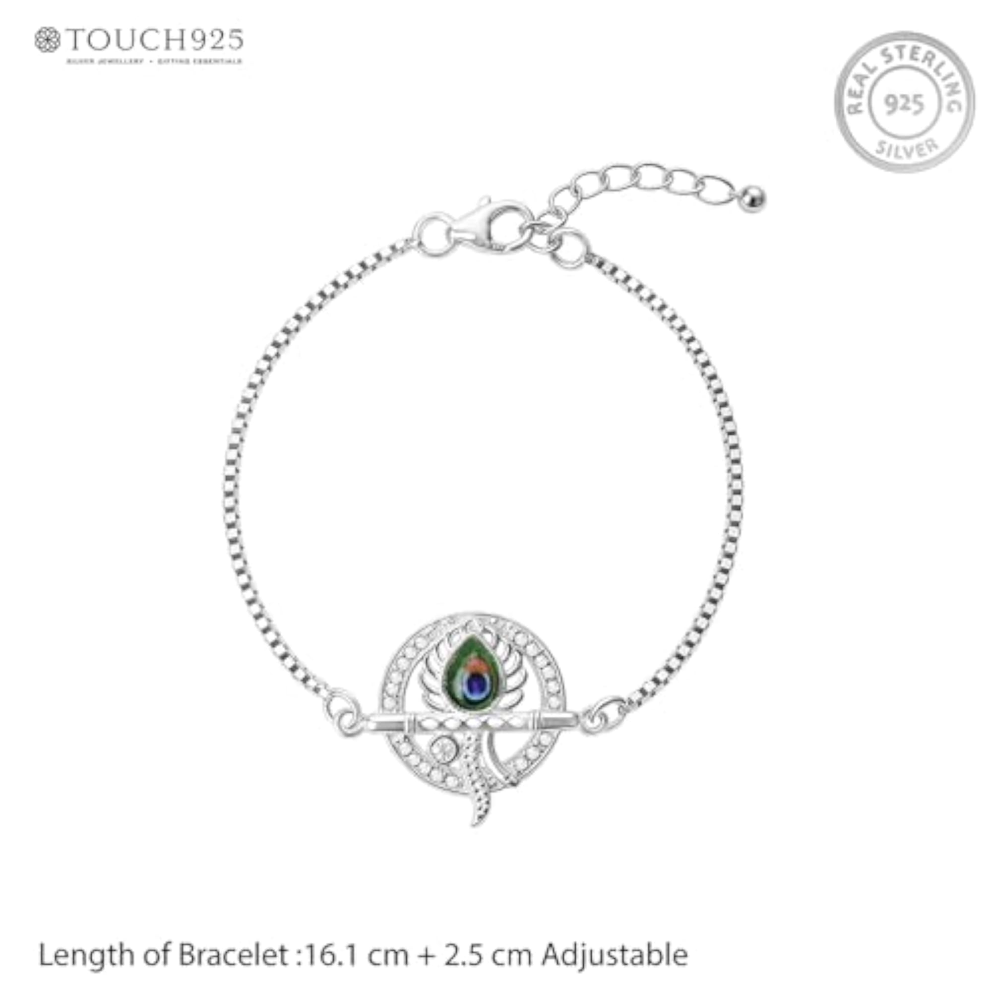 Unisex 925 Silver Krishna Flute Halo Bracelet