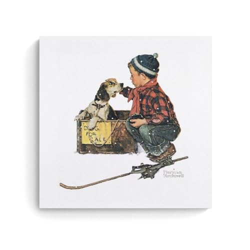 Toile Norman Rockwell garçon et chien pour une décoration salon chaleureuse