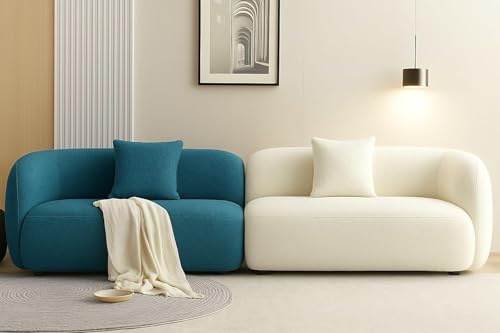 The Sofa Studio - Modern Curved Back Velvet Simple Sofa 4 Seater Curved Shape Sectional Velvet Sofa with Matching Throw Pillows for Living Room,...