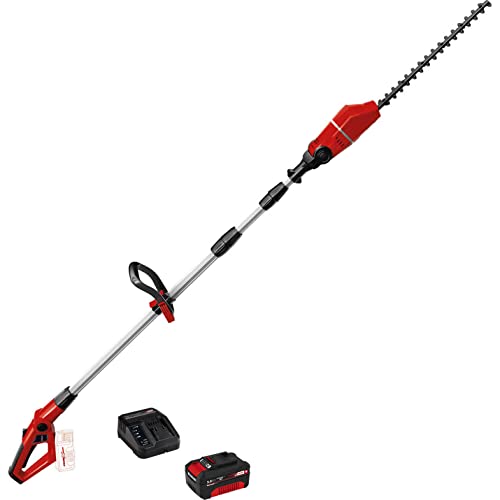 Einhell Power X-Change 18V Cordless Long Reach Hedge Trimmer | Lightweight, Telescopic Extendable Pole, Multi-Positional Head | GE-HH 18/45 Li T Kit With 3.0 Ah Battery and High-Speed Charger