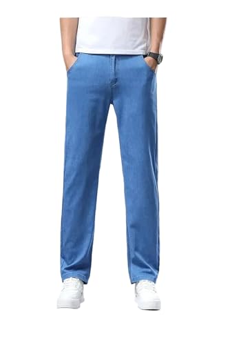 Men's Summer Jeans Stretch Denim Pants Business Casual Straight Classic Work Trousers Slim Fit