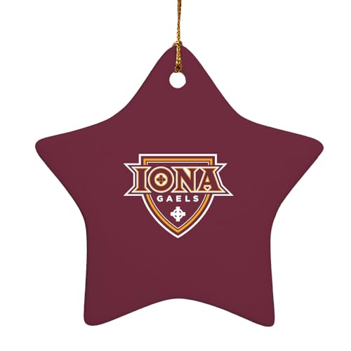 GRAPHICS & MORE Iona College Primary Logo Star-Shaped Porcelain Holiday Christmas Tree Ornament - 3.1"