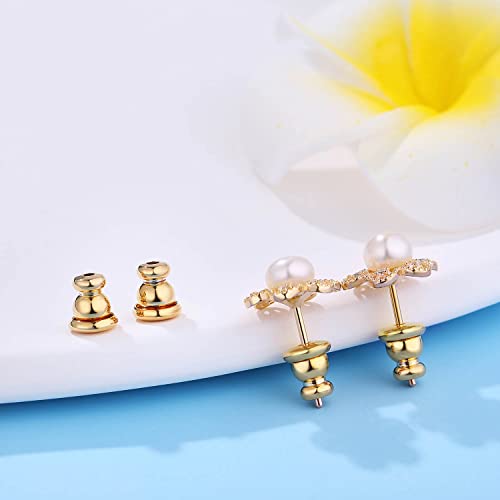 Moconar Locking Earring Backs For Studs, Hypoallergenic 18K Gold Bullet Earring Backs Replacements For Studs/Droopy Ears, Secure Locking Backing For Sensitive Ears, 1Pair Gold 1Pais White Gold Color #TOP1
