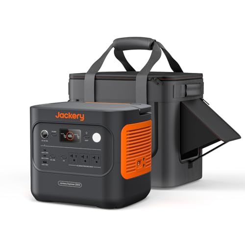 Jackery ポータブル電源 2000 New 2042Wh ヒーティングキャリーバッグ付き セット 大容量 2000Whクラス最軽量 1.7時間満充電 リン酸鉄 10年長寿命 定格出力2200W 瞬間最大4400W 防災 家庭用 アウトドア用 車中泊 UPS機能 アプリ遠隔操作 [型番:JE-2000D]