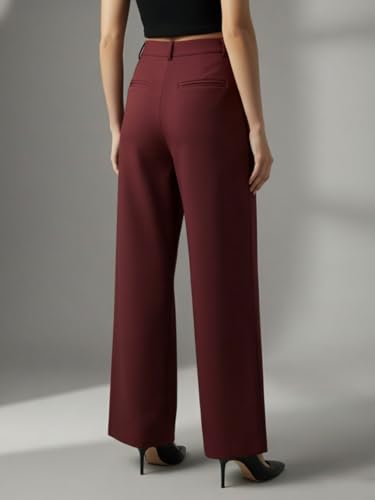 Image of GRECIILOOKS Trousers for Woman | Womens High Rise High Waist Flared Korean Style | Formal Pant for Women Office Wear| Track Pants for Womans Elegant for College & Events (Available in Plus Size)
