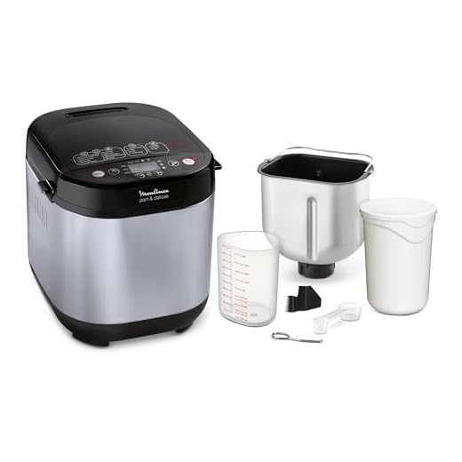 Moulinex OW240E Pain & Délices Macchina del Pane in Acciaio Inox con Funzione Yogurt e 20 Programmi Automatici (3 Senza Glutine) per Pizza, Pasta, Dolci, Marmellate e Cereali, 20W, Nero