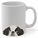 Lovesout Funny Curious Young Black White Japanese Chin Peeking Look Out Coffee Mug 11oz White Ceramic Cup Puppy Owners Gifts