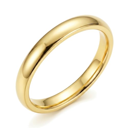 WYUESGU 14K Gold Plated Rings for Men Women 3MM Width Wedding Band Size 8