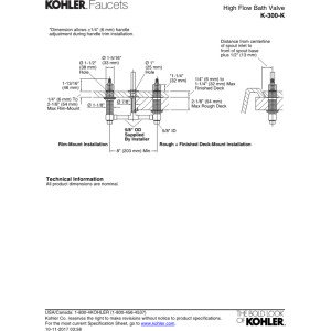 KOHLER K-300-K-NA 1/2-Inch Ceramic High-Flow Valve System, Use with Bath or Deck-Mount Faucets, Durable Brass