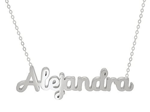 Only faith Collar para mujer con nombre personalizado Acero inoxidable con caja de regalo original Cadena colgante joya personalizada especial para amigas, novios (Alejandra-Plateado)