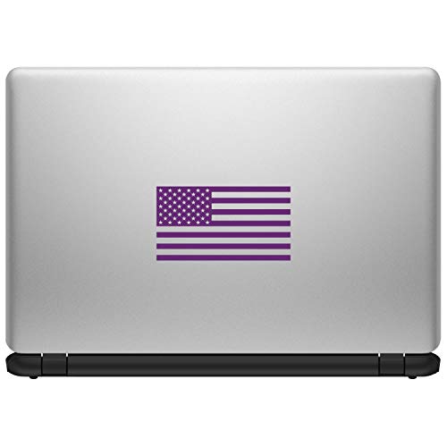 Image of American US Flag [Pick Color /Size] Vinyl Decal Sticker for Laptop /Car /Truck /Window /Bumper (5in x 2.8in, Matte Purple)