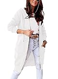 Minetom Damen Lange Sweatjacke Sweatshirt Mantel Outwear Kapuzenpullover Lang Hoodie Kapuzenjacke Herbst Winter Reißverschluss Jacke Mit Kapuze A Weiß XL
