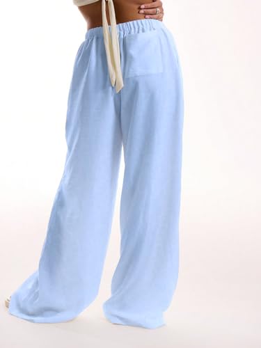 Image of RoseSeek Women's Beach Cover Ups Wide Leg Loose Linen Pants Swimsuit Coverup Summer Vacation Outfits 2026