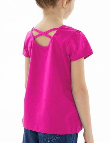 Image of Noomelfish Girls Criss Cross Back T-Shirts Short Puff Sleeve Tee Tops (5-12 Years)