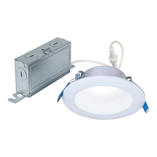 HALO LT 4 in Canless LED Recessed Light Indoor/Outdoor Dimmable Ceiling Downlight, Wet Location Rated, Selectable Color Temperature 2700K-5000K, 650 Lumens, Matte White - LTC406FS5B