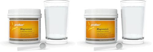 proSan Magnesiumpulver 250g (Tri-Magnesium-Di-Citrat, 16,4%) | Premium Magnesium | Vegan & Hochdosiert | Organisch & Wasserfrei | Reines Pulver ohne Zusatzstoffe (Packung mit 2)