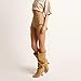 Kapxumo Women's Suede Knee High Boots Open Square Toe Pull On Slouchy Under the Knee Boots Wedge Heel Wide Calf Boots Fashion Dress Party Camel Boot