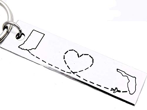 Long Distance Friends, State Keychain, Country Keychain, Map Keychain, Long Distance Couples, Moving away Gift, Long distance Gift, USA Map